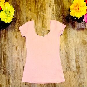 Baby pink scoop neckline top